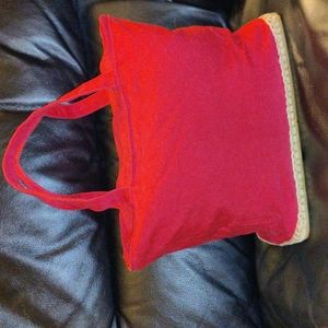 Vintage Cotton Bag Straw Accent